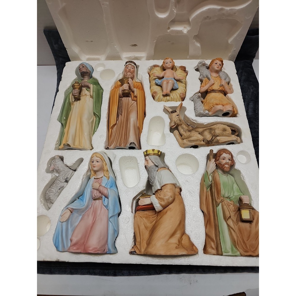 Vintage Homco Home Interiors Nativity Set 5599 Complete 9 Pc Porcelain Set